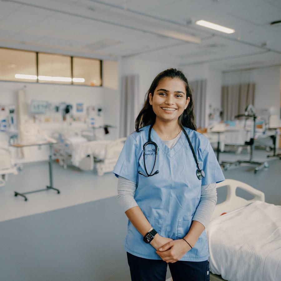 College of Nursing and Health Science student in nursing lab