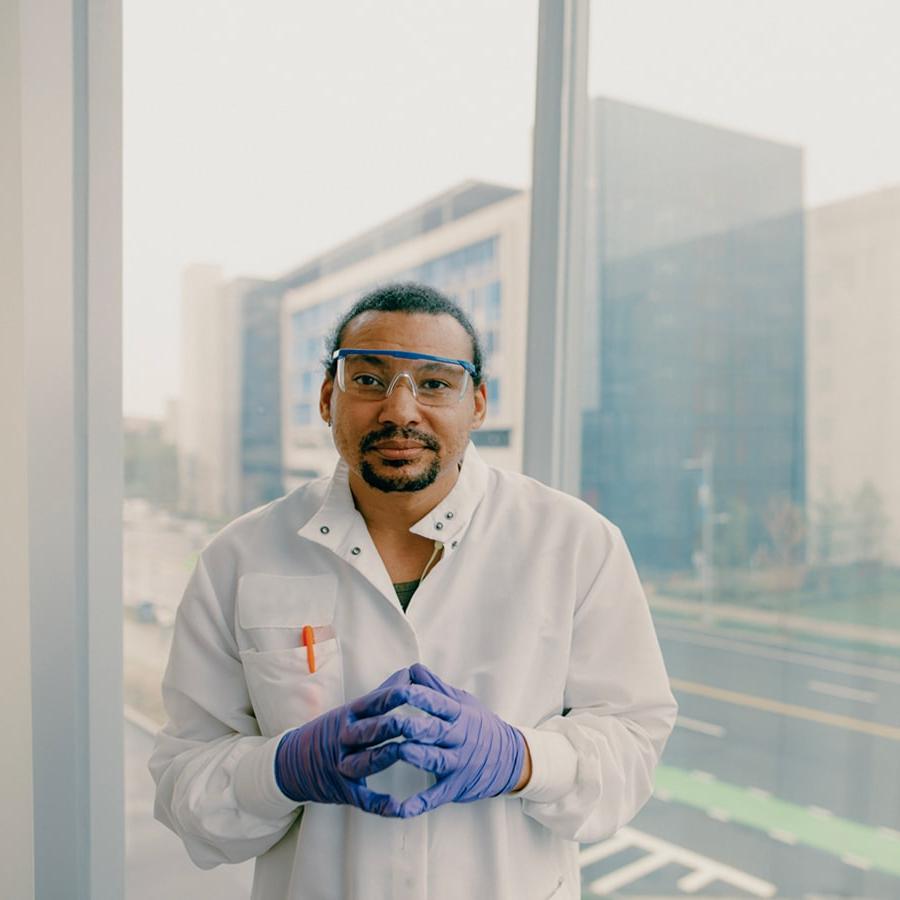 scientist in lab gear